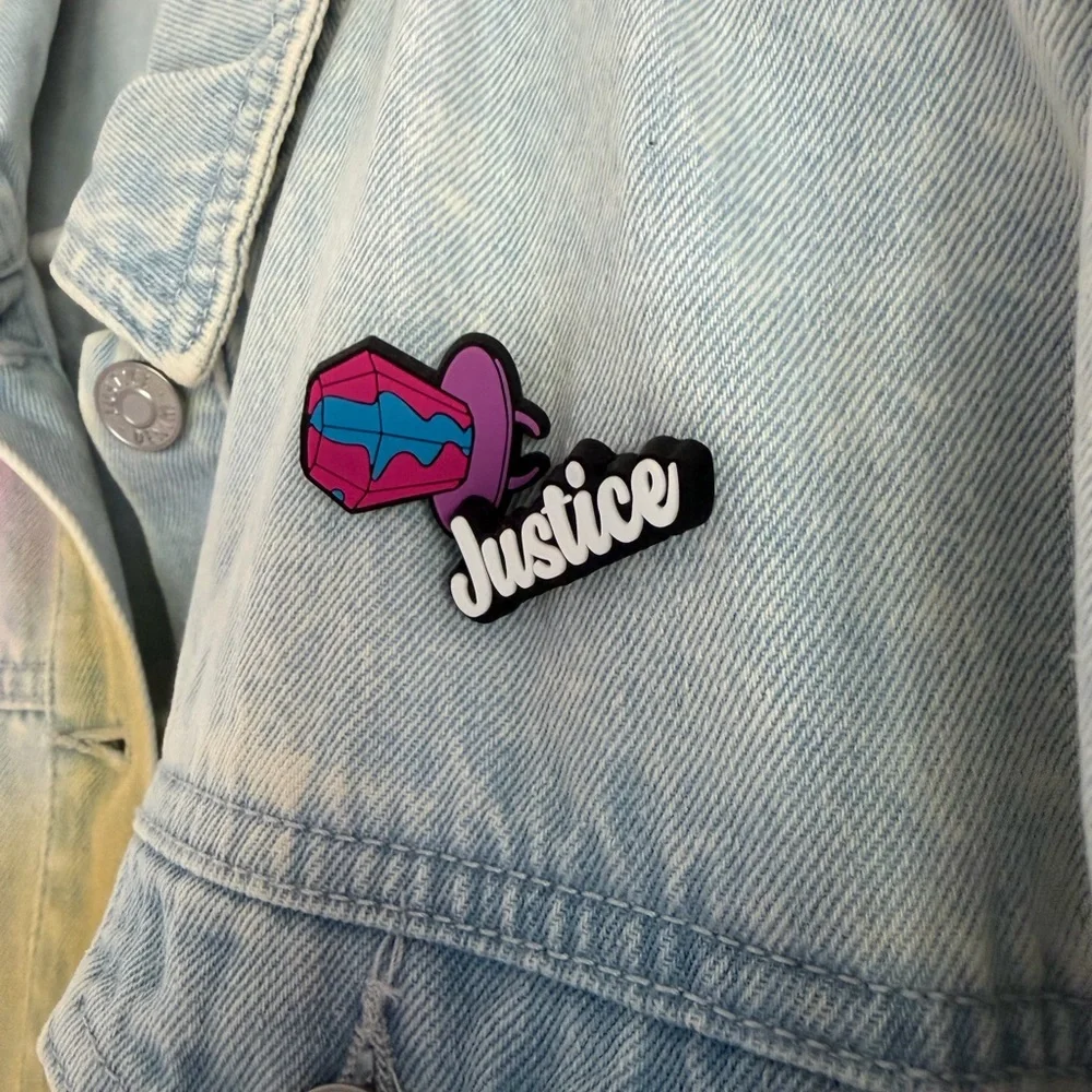 Justice Girl’s Ring Pop Bazooka Collab Denim Jean Jacket Size XL Plus 16-18
